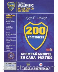 2009 Boca Juniors v Argentinos official programme 23/08/2009