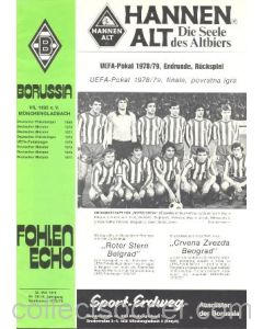 1979 UEFA Cup Final Official Programme Borussia Monchengladbach v Red Star Belgrade 09/05/1979