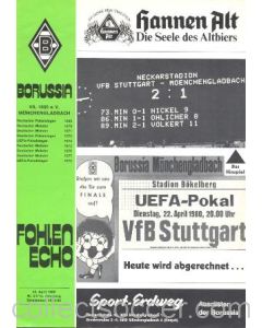 1980 UEFA Cup Semi-Final Borussia Monchengladbach, Germany v Stuttgart, Germany official programme 22/04/1980