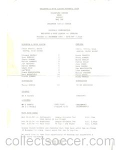 Brighton v Chelsea Reserves official teamsheet 11/12/1984 Football Combination