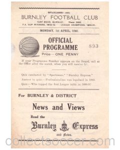 1946 burnley v stoke football programme