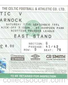 Celtic v Kilmarnock ticket 17/09/1994 Scottish Premier League