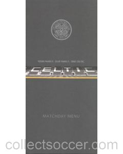 Celtic v Glasgow Rangers menu 03/01/2010