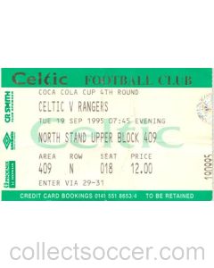 Celtic v Glasgow Rangers ticket 19/09/1995 Coca Cola Cup
