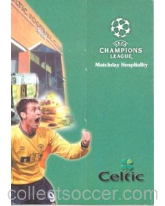 Celtic v Porto menu 25/09/2001 Champions League
