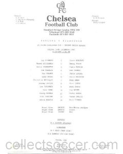 Chelsea v Brentford official teamsheet 14/12/1990 F.A. Youth Challenge Cup