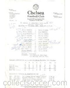 Chelsea v Brighton & Hove Albion official teamsheet 02/11/1985