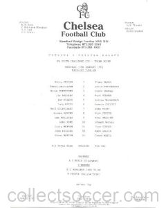Chelsea v Crystal Palace official teamsheet 17/01/1991