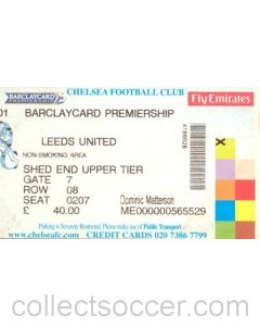 Chelsea v Leeds United ticket 28/12/2002 Premier League