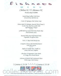Chelsea v Monaco Fishnets menu 05/05/2004