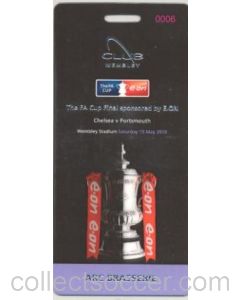 2010 F.A. Cup Final Chelsea v Portsmouth 15/05/2010 laminated VIP pass with itinerary ARC Brasserie Package