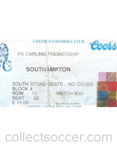Chelsea v Southampton ticket 16/09/1995