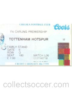 Chelsea v Tottenham Hotspur ticket 26/10/1996 Mattew Harding 1953-1996