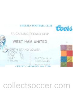 Chelsea v West Ham United ticket 17/02/1996