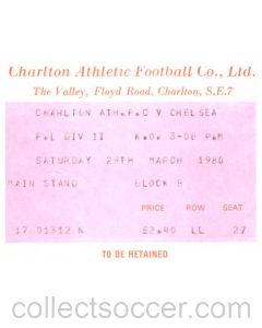 1980 charlton v chelsea football ticket