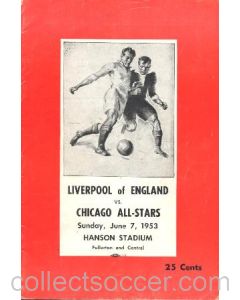 In the USA - Chicago All-Stars v Liverpool official programme 07/06/1953
