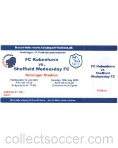 Copenhagen v Sheffield Wednesday ticket 16/07/2002