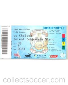 Coventry City v Chelsea match ticket 07/03/2009