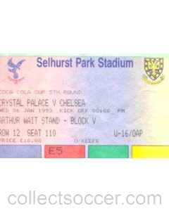Crystal Palace v Chelsea ticket 06/01/1993