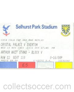 Crystal Palace v Everton ticket 10/11/1993