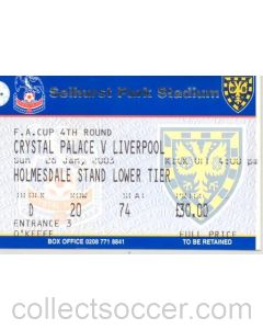 Crystal Palace v Liverpool ticket 26/01/2003