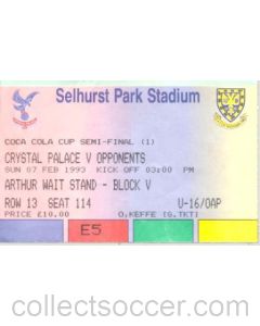 Crystal Palace v Opponents ticket 07/02/1993