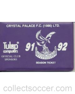 Crystal Palace season Ticket 1991-1992