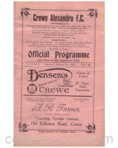 crewe v doncaster 1925 football programme