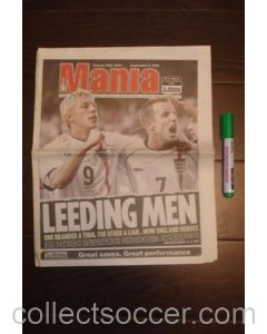 Daily Mirror Mania newspaper of 09/09/2002 covering England v Portugal