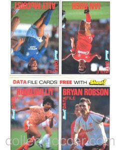 Data File Cards Free with Shoot! - four colour cards with Ruud Gullit, Bryan Robson, Ian Rush and Ally McCoist