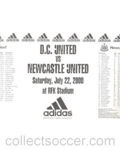 D.C. United v Newcastle United official programme 22/07/2000