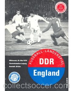 1974 East Germany v England official programme 29/05/1974 Very rare!