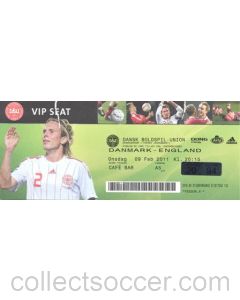 Denmark v England ticket 09/02/2011