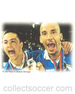 Chelsea card of 1999 featuring Dennis Wise and Gianluca Vialli