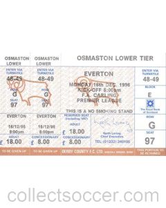 Derby County v Everton ticket 16/12/1996 Premier League