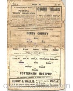 Derby County v Tottenham Hotspur official programme 07/04/1934
