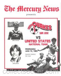 1985 Earth Quakes San Hose v United States National Team official programme 19/06/1985