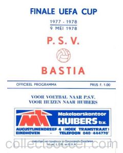 1978 UEFA Cup Final Official Programme Eindhoven v Bastia official programme 09/05/1978