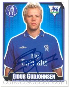 Eidur Gudjonsen Premier League 2003 Sticker with Printed Signature