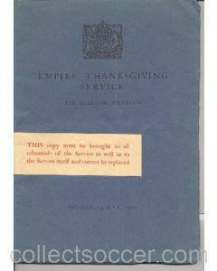 At Wembley - Empire Thanksgiving Service - programme and song book - 24/05/1925