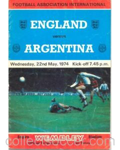 1974 England v Argentina official programme 22/05/1974