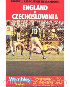 1978 England v Czechoslovakia official programme 29/11/1978