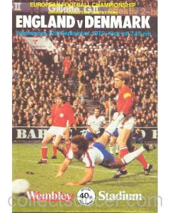 1979 England v Denmark official programme 12/09/1979