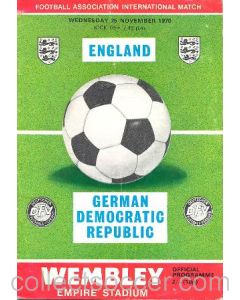1970 England v East Germany official programme 25/11/1970