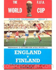 1976 England v Finland official programme 13/10/1976