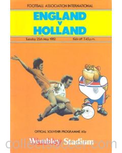 1982 England v Holland official programme 25/05/1982