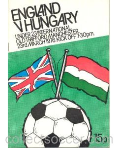 1976 England v Hungary official programme 23/03/1976 U23