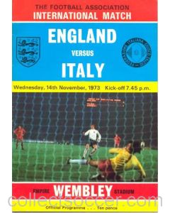 1973 England v Italy official programme 14/11/1973