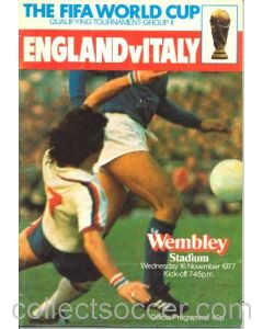 1977 England v Italy official programme 16/11/1977
