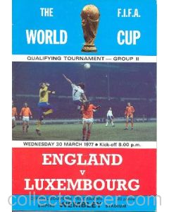 1977 England v Luxembourg official programme 30/03/1977